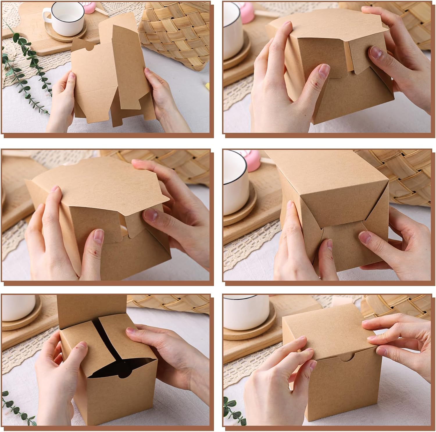VGOODALL 50PCS 4 Inch Brown Kraft Gift Boxes for Parties