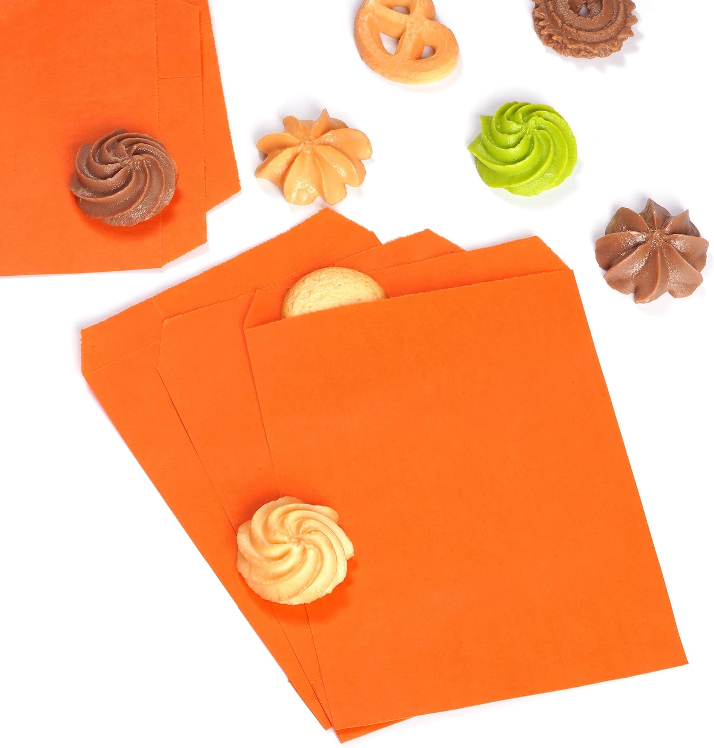 Quotidian Orange Flat Kraft Paper Bags 5x7in Pack of 100