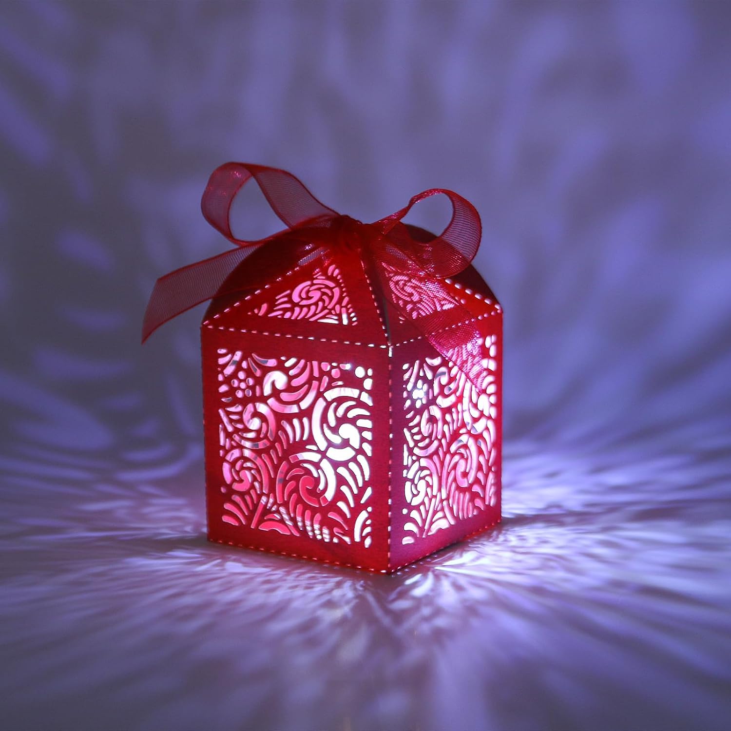 COTOPHER 100Pcs Red Laser Cut Favor Boxes for Events