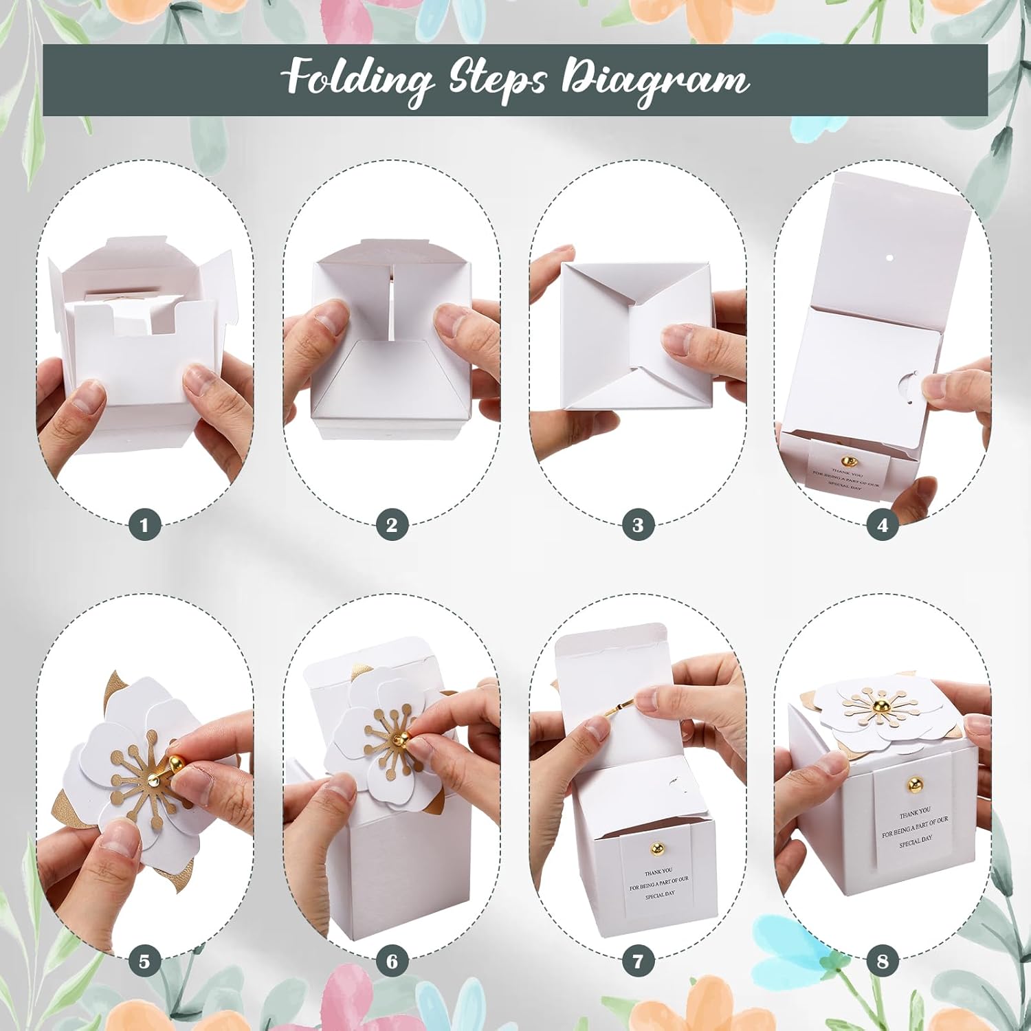 Affrolling 50 Pcs Wedding Favor Boxes with Gold Stamens