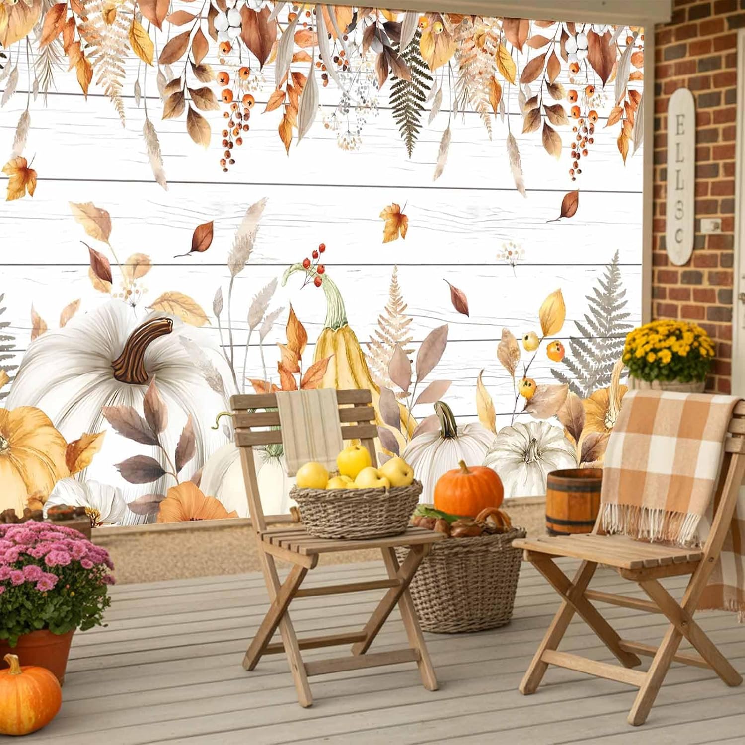 Fall Garage Door Banner with Pumpkins and Maple Leaves