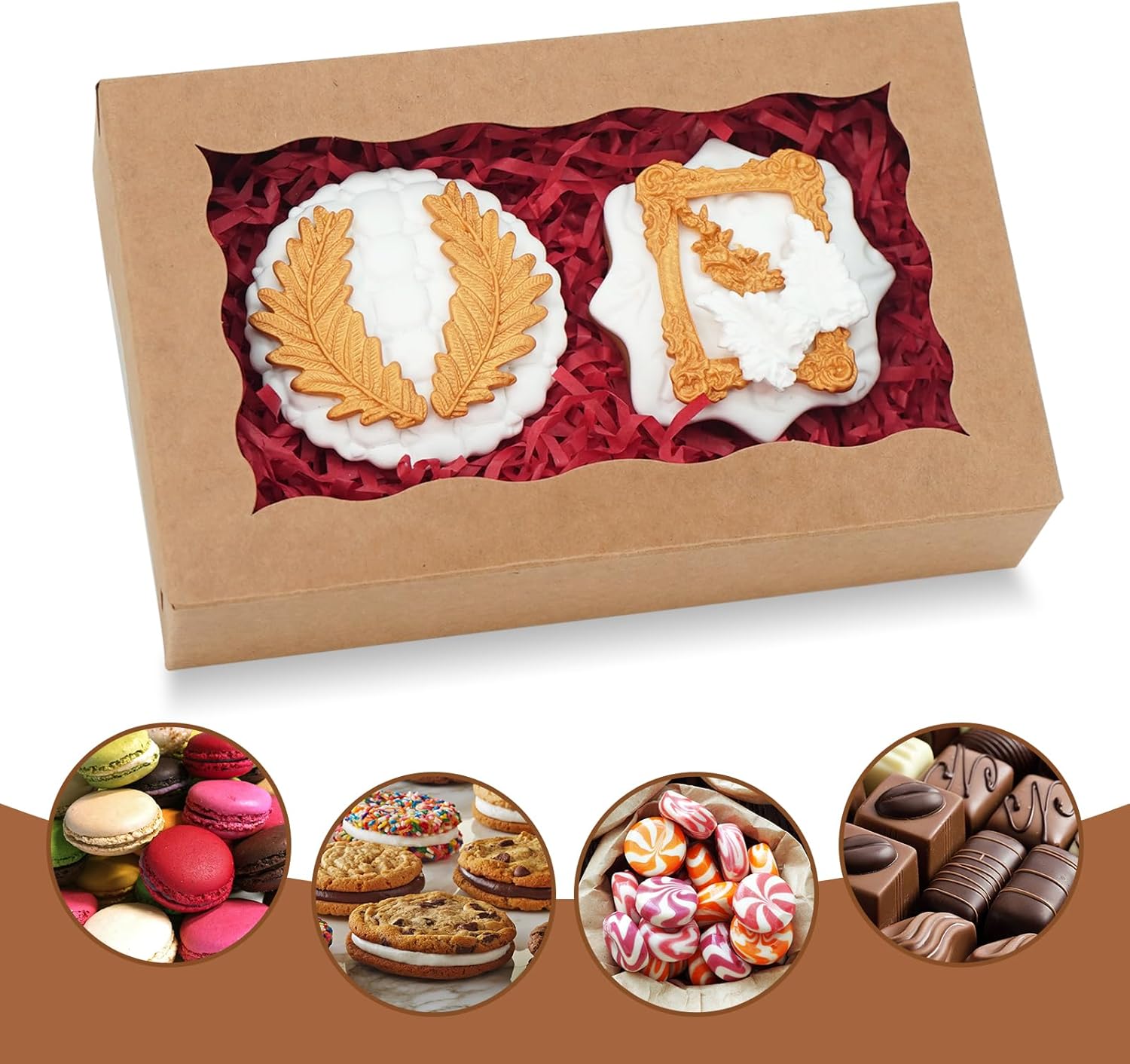 20 Pcs Kraft Cookie Boxes with Window 7x4375x15 Inch