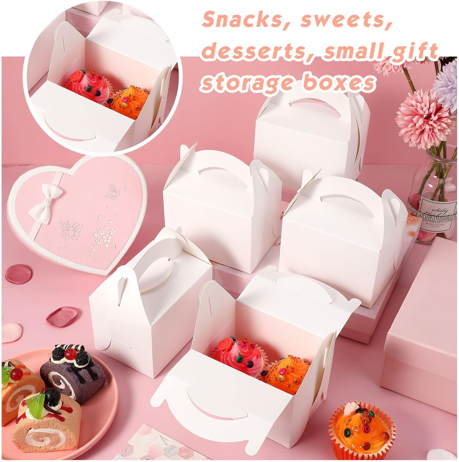60 Pieces White Gable Gift Boxes for Parties