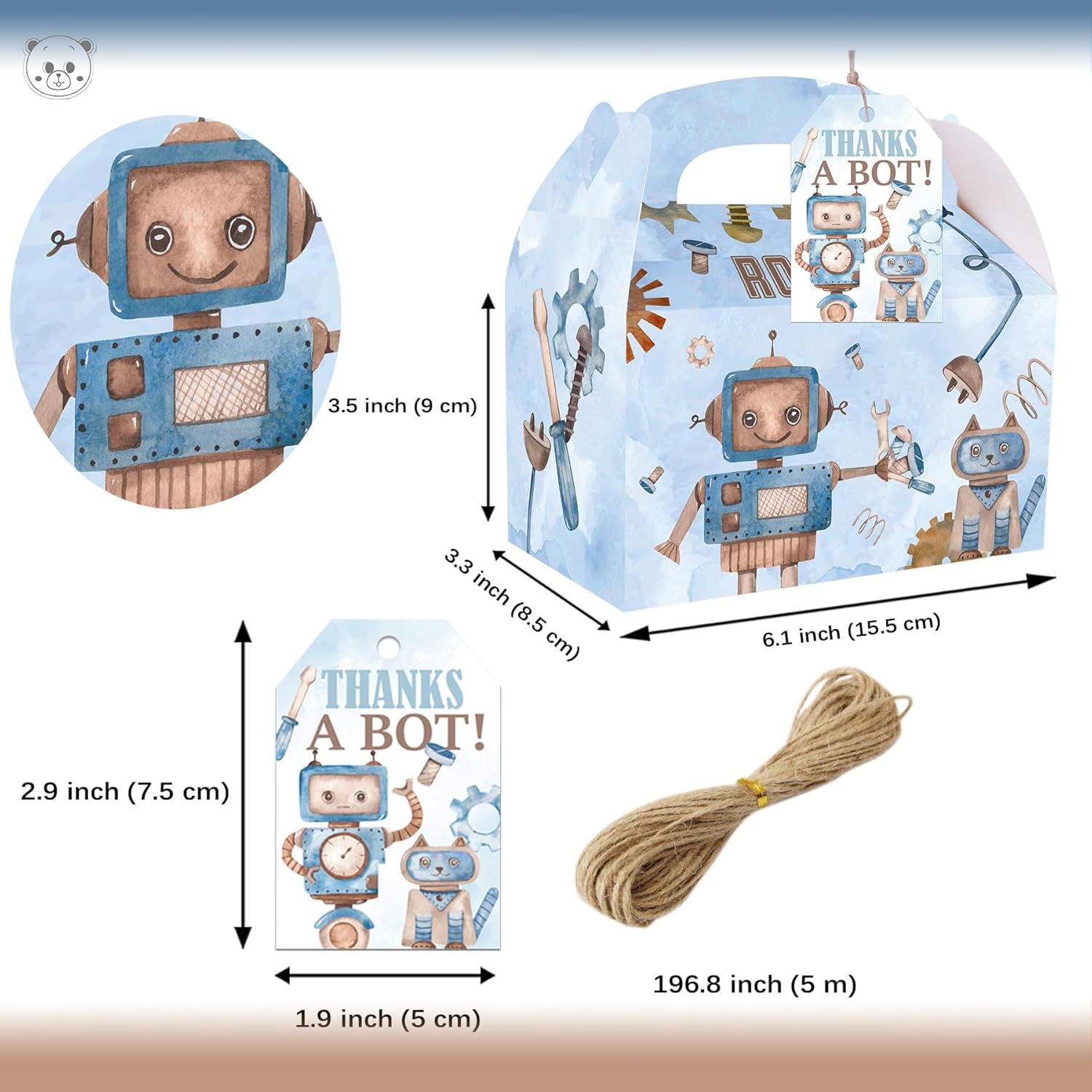 Karaqy Robot Party Favor Boxes 12 Pcs