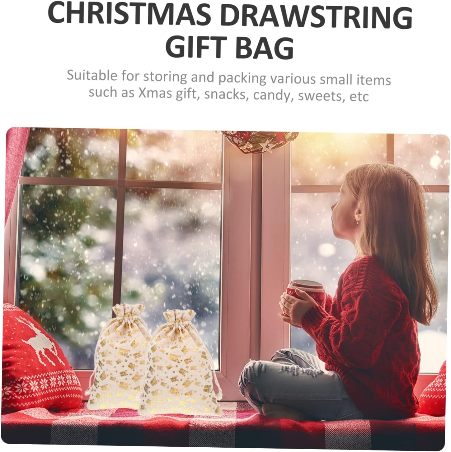 Anneome 25pcs Christmas Treat Drawstring Pouches