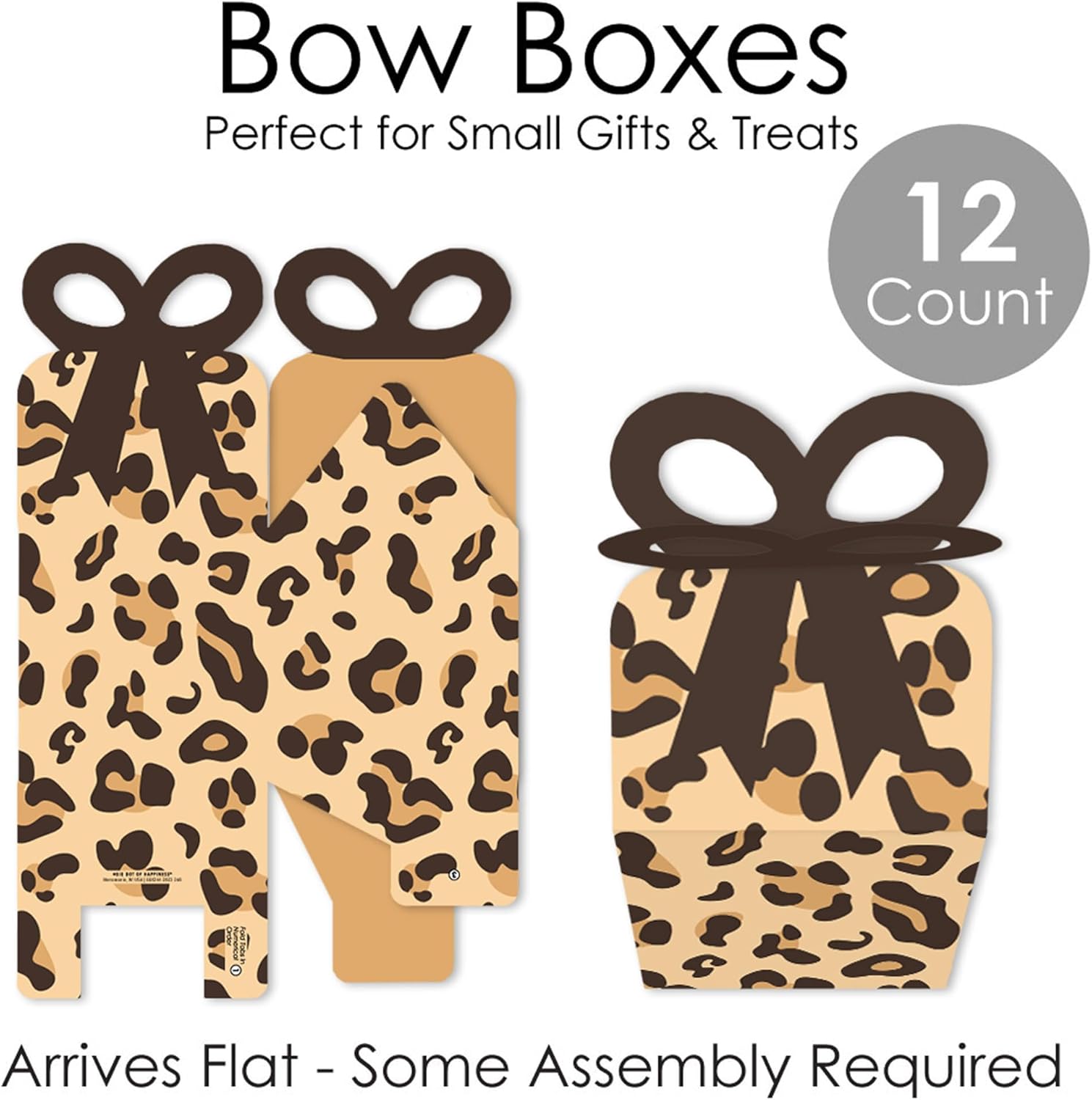 Big Dot of Happiness Leopard Print Bow Boxes Set of 12