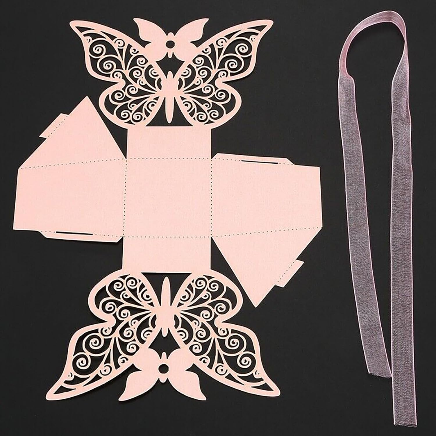 100PCS Laser Cut Butterfly Favor Boxes With Ribbons