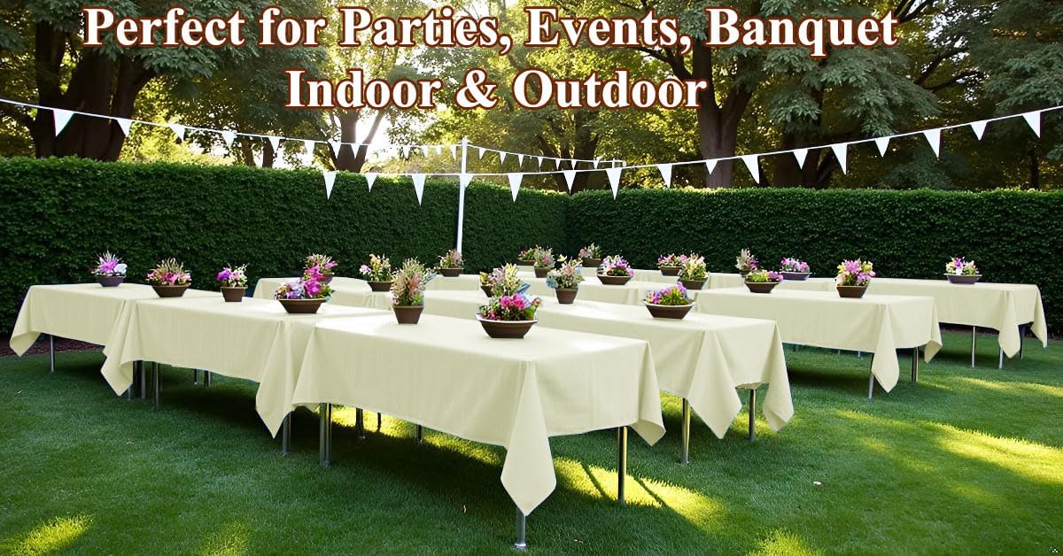 6 Pack Cream White Paper Tablecloth for Rectangle Tables 54x108 Inch