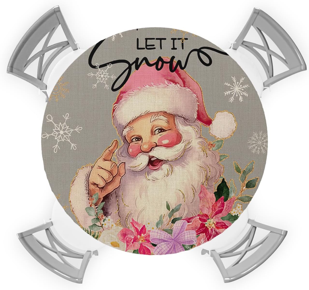 Christmas Round Waterproof Table Cover with Elastic Fitting