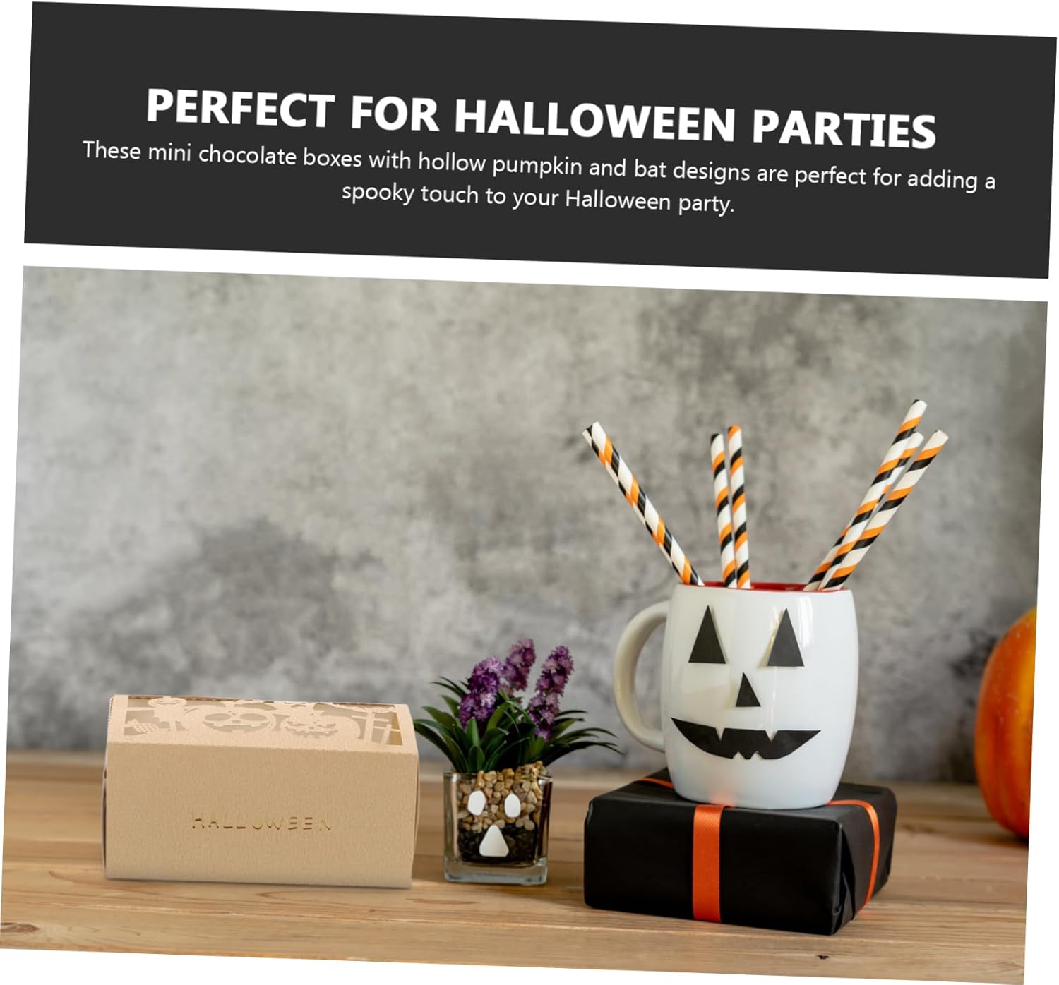 NUOBESTY Halloween Candy Boxes 50pcs Iridescent Paper Treat Containers