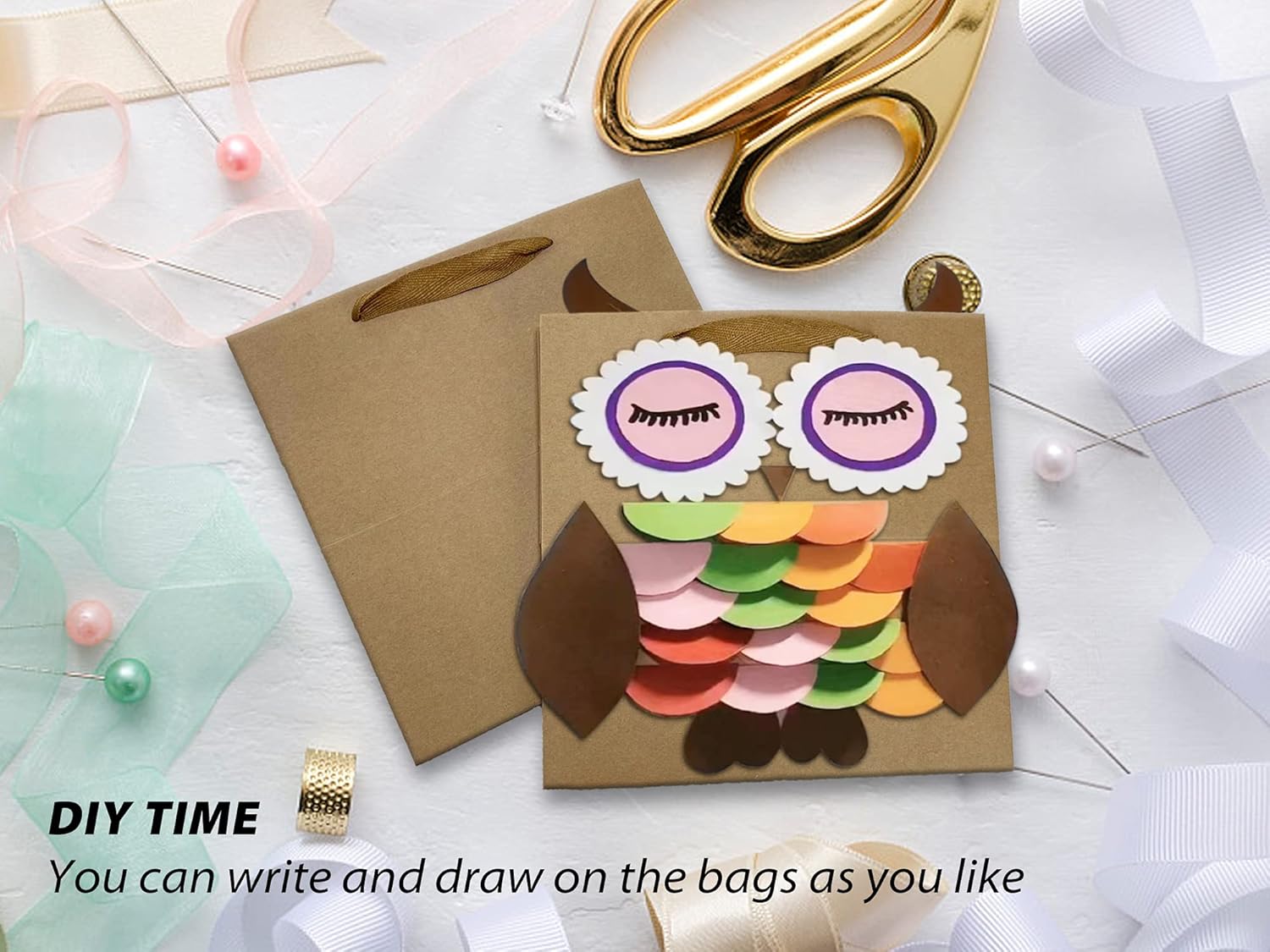 HUAPRINT 12 Pack Brown Kraft Gift Bags with Handles