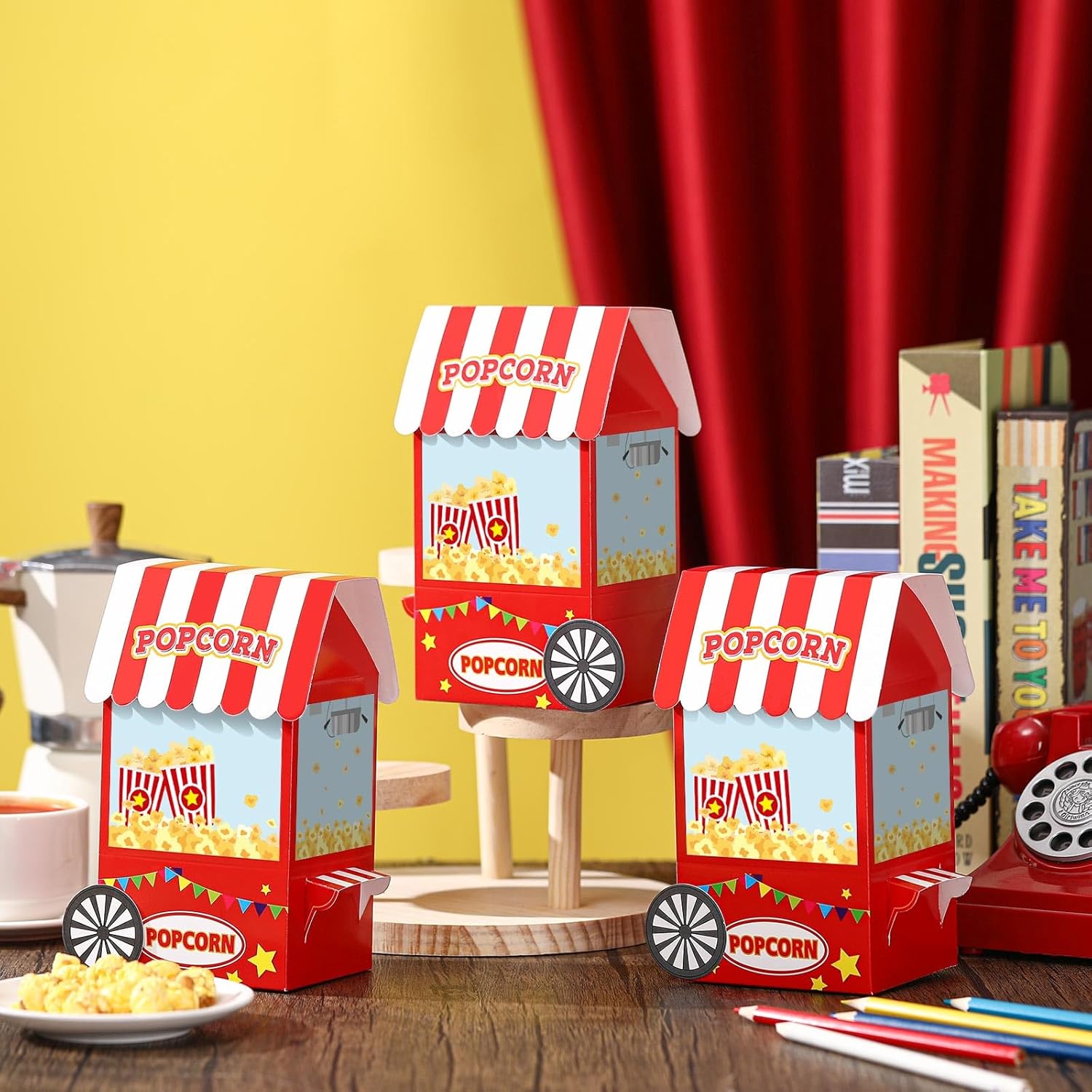 Trandraft 24 Pcs Circus Popcorn Boxes