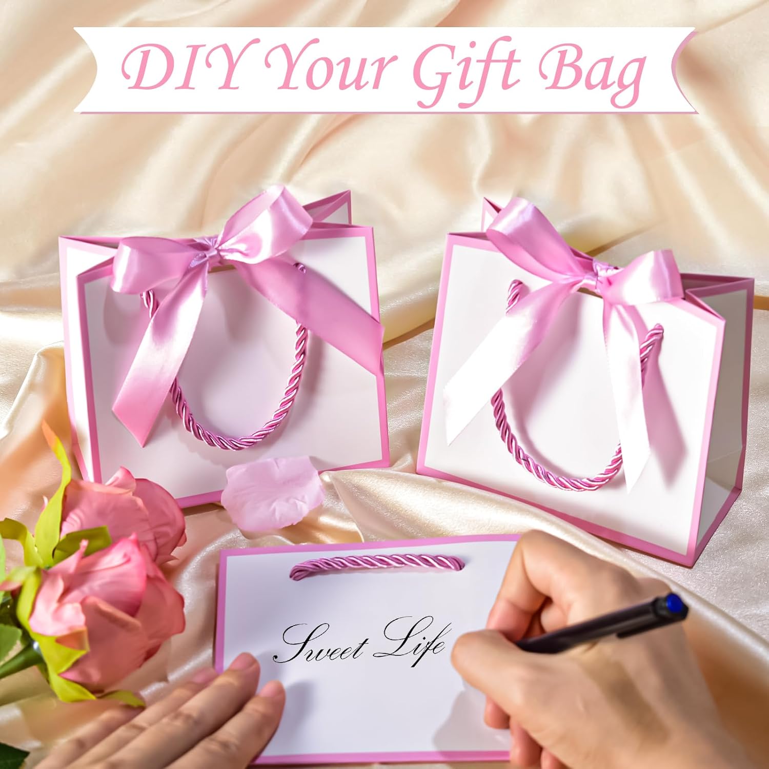 EQOREIIN 50 PCS Small Gift Bags with Handles