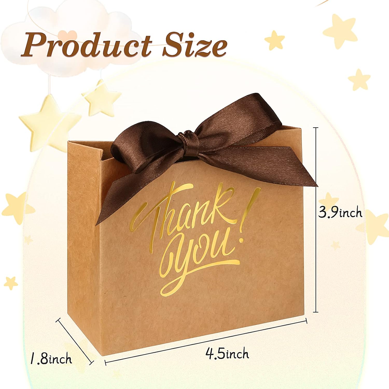 60 Pack Mini Thank You Gift Bags with Bow Ribbons