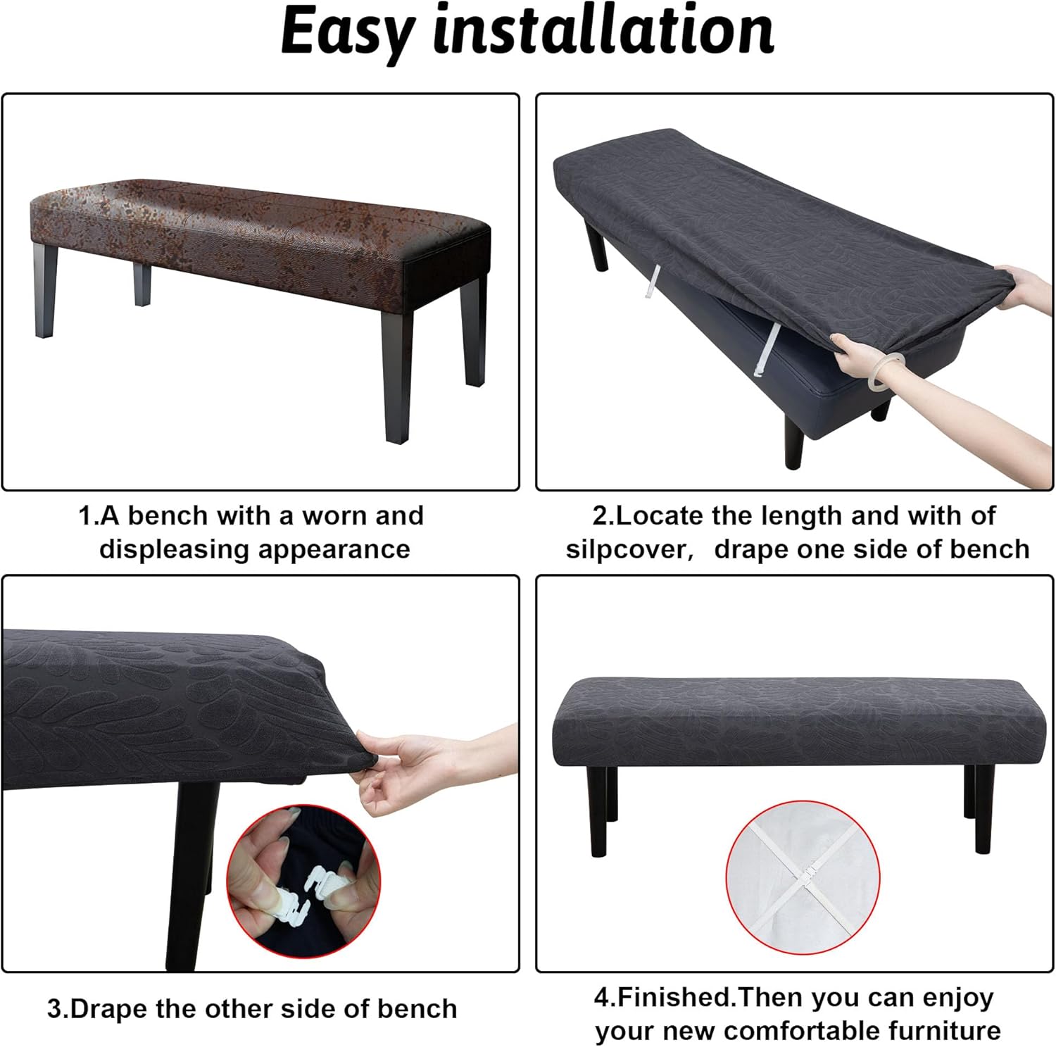 Stretch Bench Covers with Anti-Slip Design