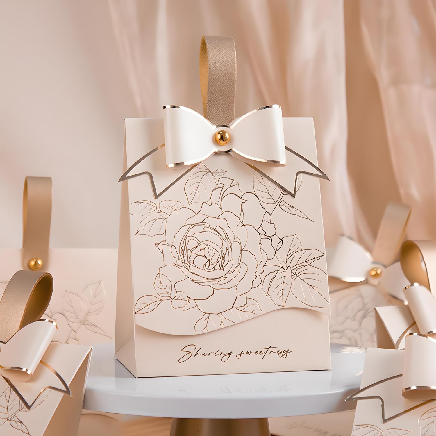 QRZLP 10PCS Candy Boxes with Floral Decor