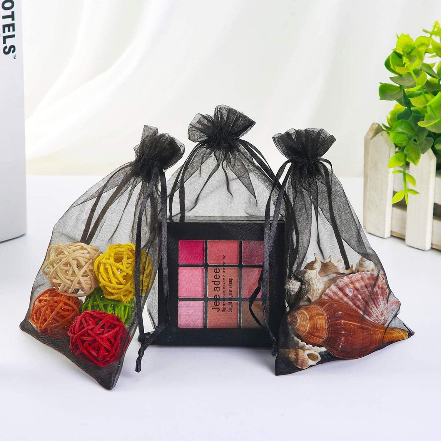 100 Pcs Black 4x6 Inch Drawstring Gift Wrap Bag