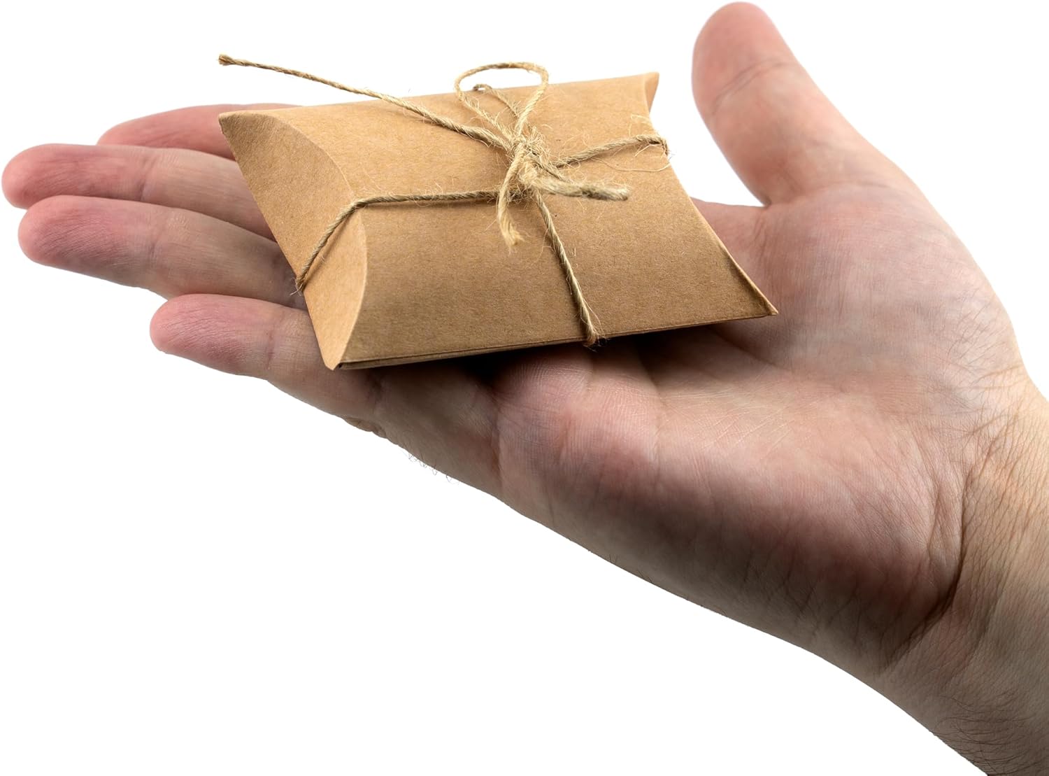 IFAMIO 50 Pcs Kraft Paper Pillow Gift Boxes with Jute Rope