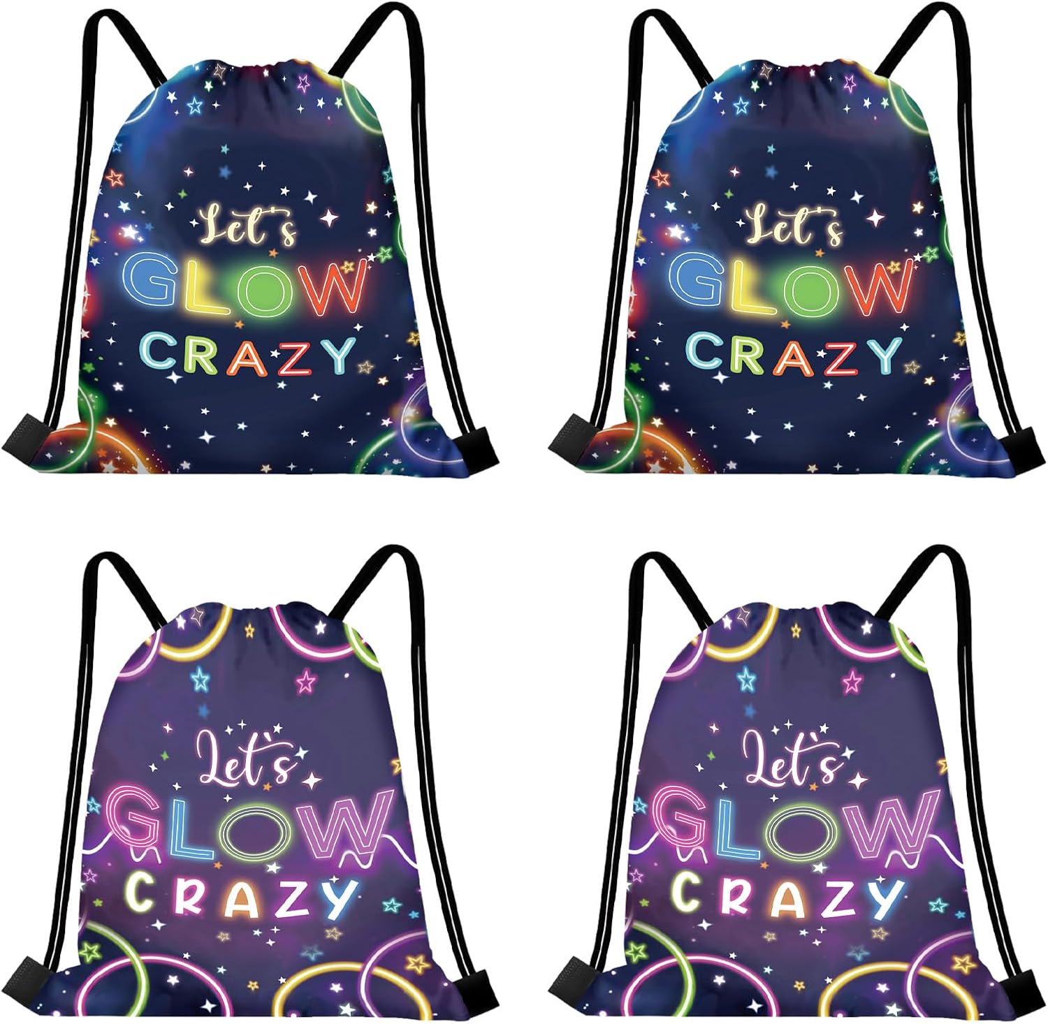 16 PCS Glow in the Dark Drawstring Gift Bags