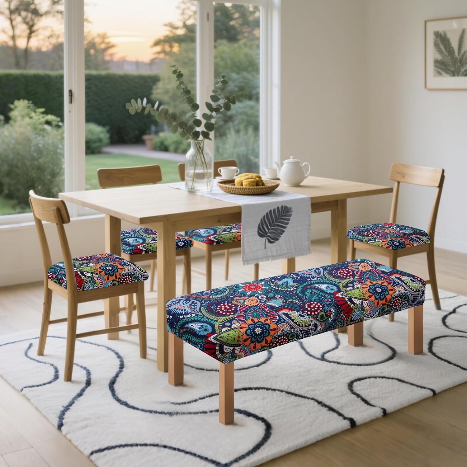 Yisun Dining Bench Covers Stretchy Washable Slipcovers