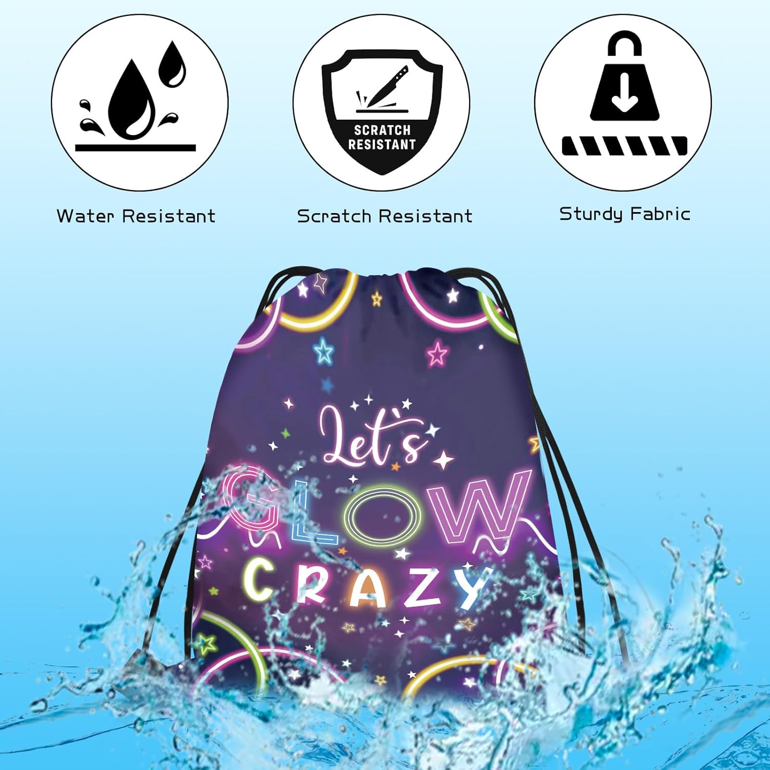16 PCS Glow in the Dark Drawstring Gift Bags