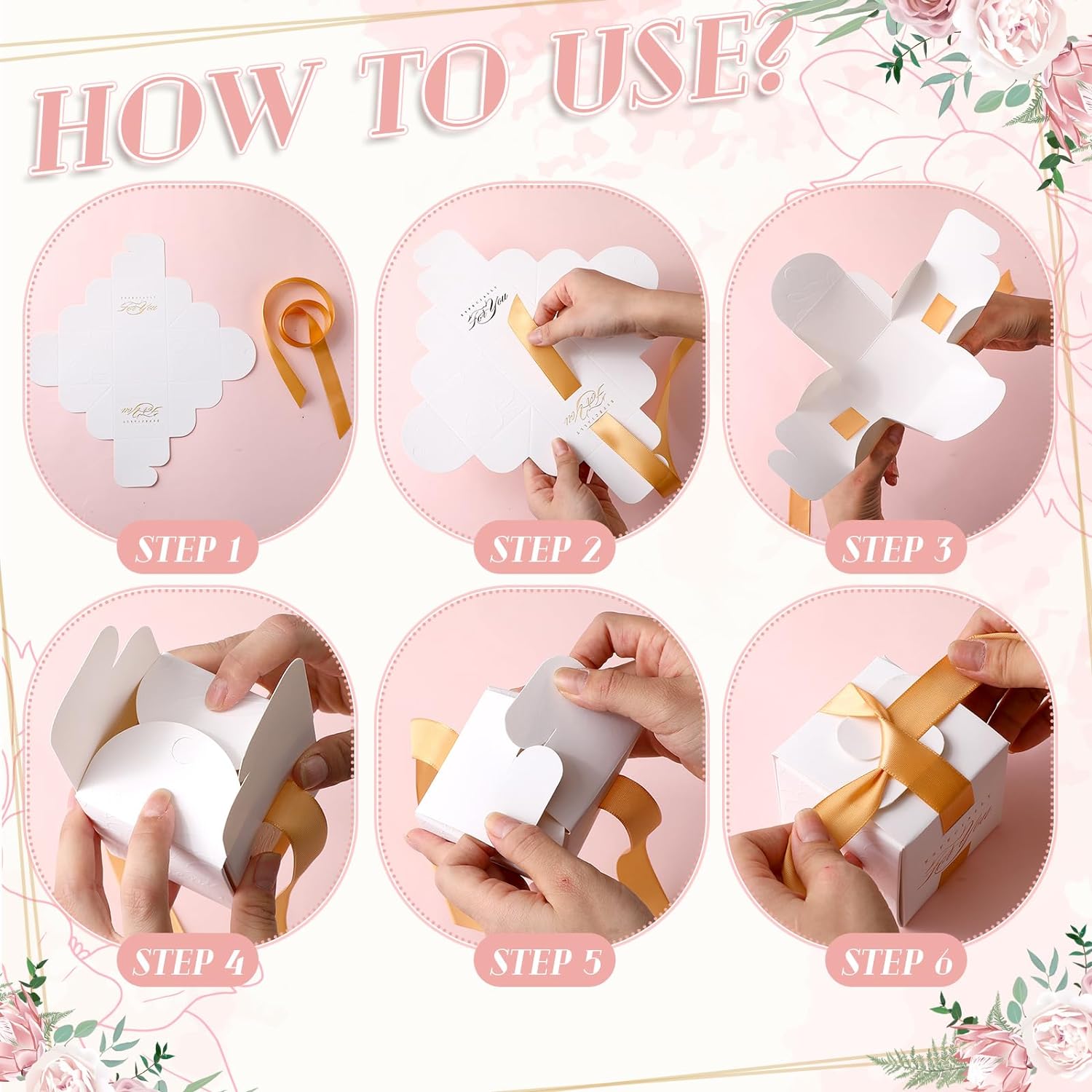 Zhanmai 60 Pcs Mini Wedding Favor Boxes with Gold Ribbon