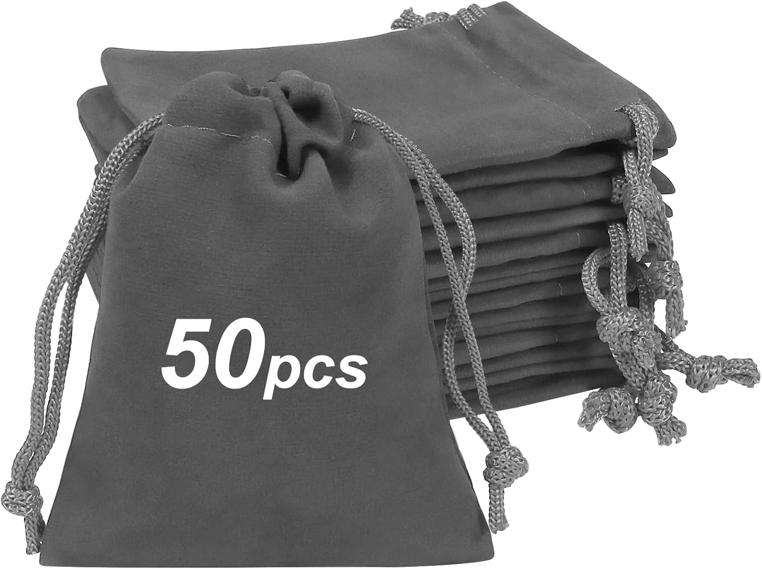 Shintop 50pcs Velvet Gift Bags 3x4inch Grey Drawstring Pouches