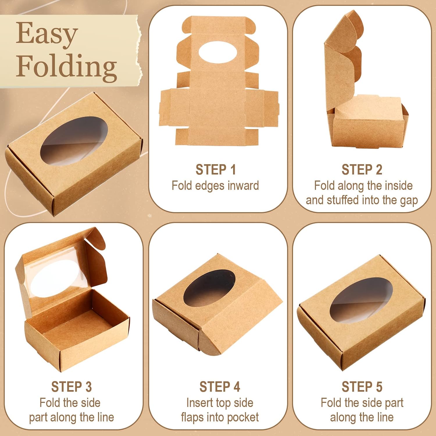 Yexiya 60 Pcs Kraft Gift Boxes with Window