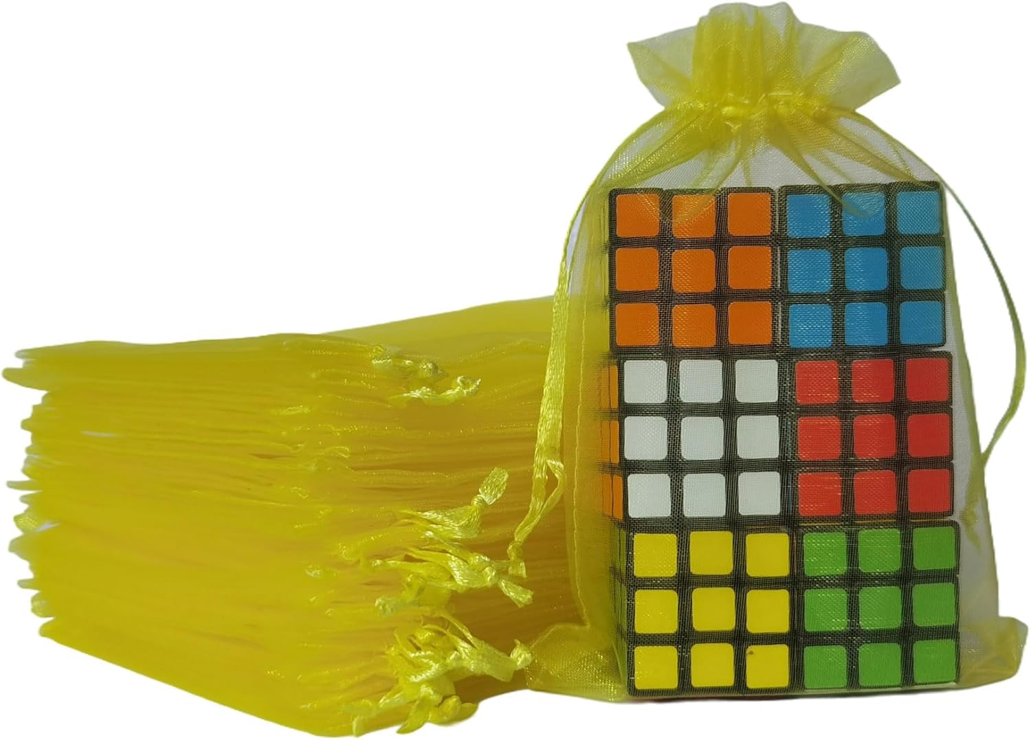 100 Pc Yellow Organza Gift Bags with Drawstring