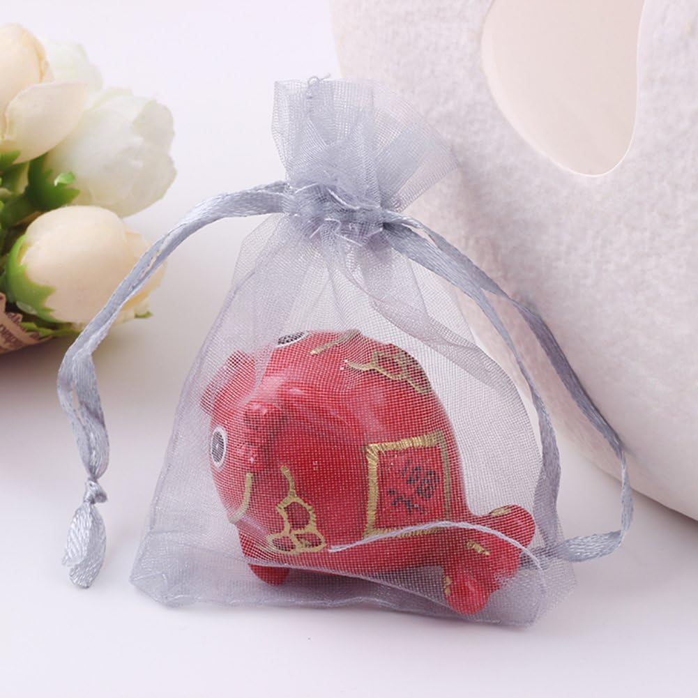 Wudygirl 100pcs Sheer Grey Organza Gift Bags 5x7 Inch Drawstring
