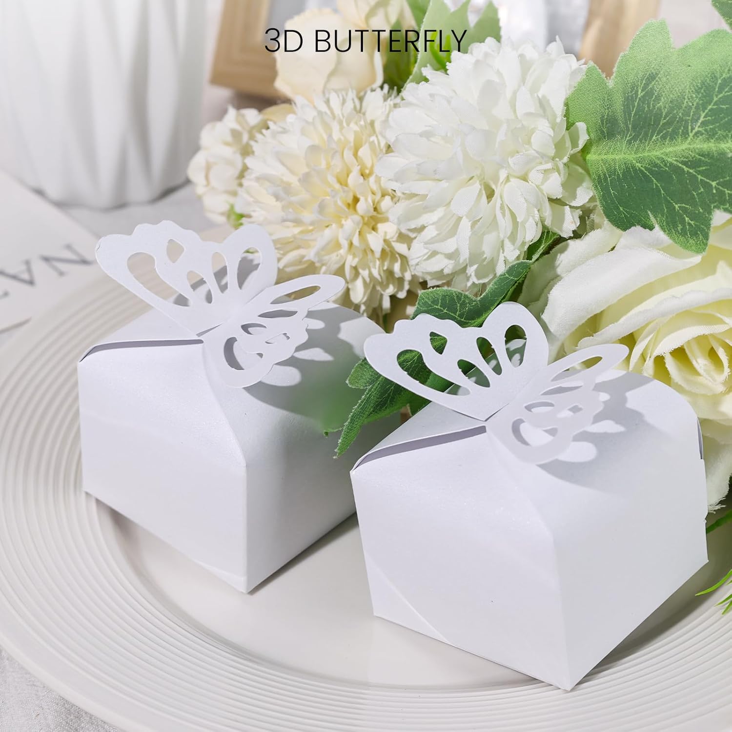 VGOODALL 50PCS 3D Butterfly Candy Gift Boxes