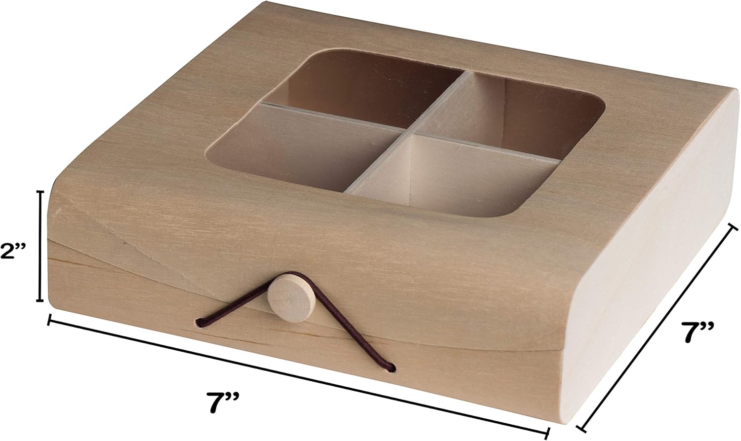 Hammont Wooden Candy Gift Box 4 Pack 7x7x2 Inches