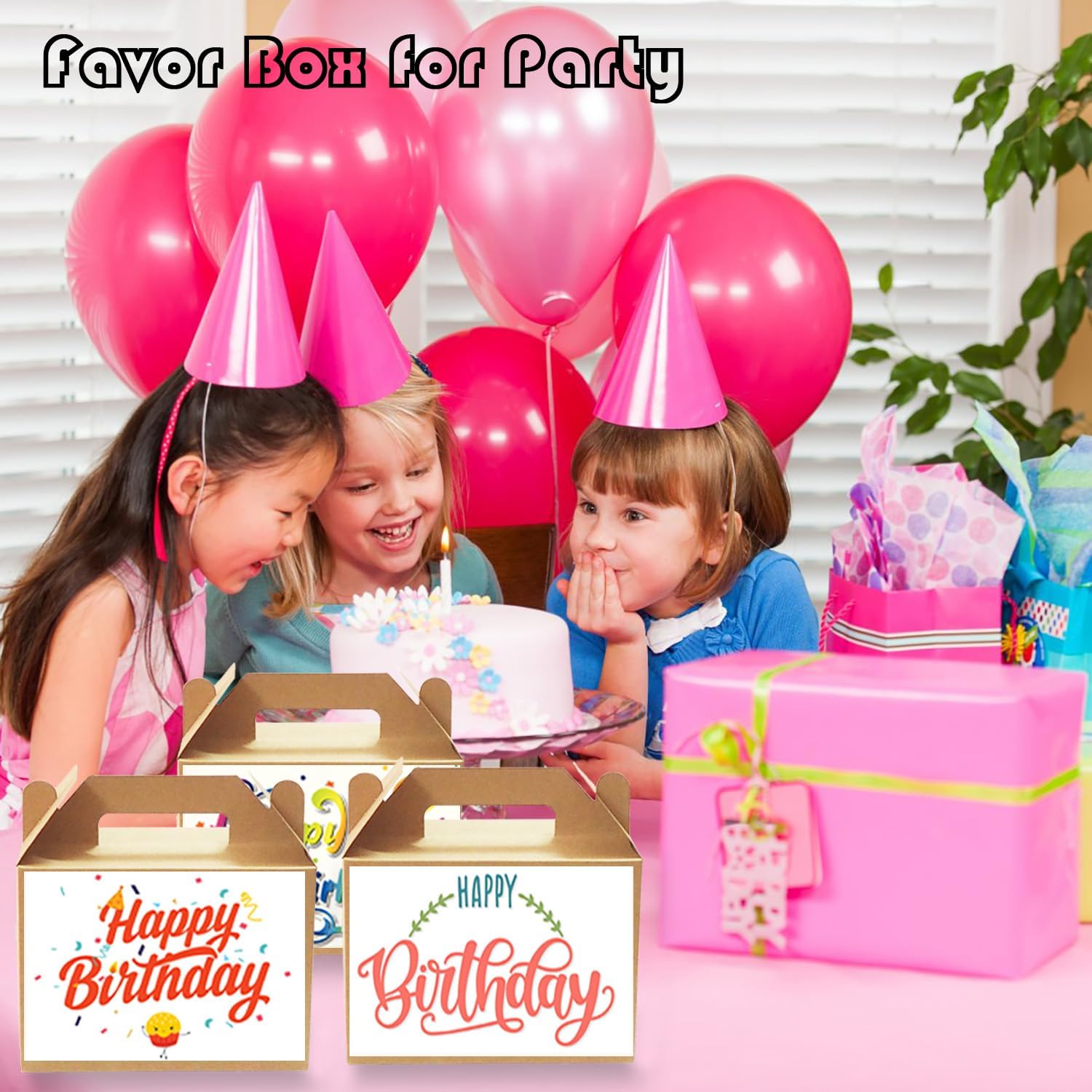 Unarty 30 Large Gable Boxes with Handle for Gifts and Parties