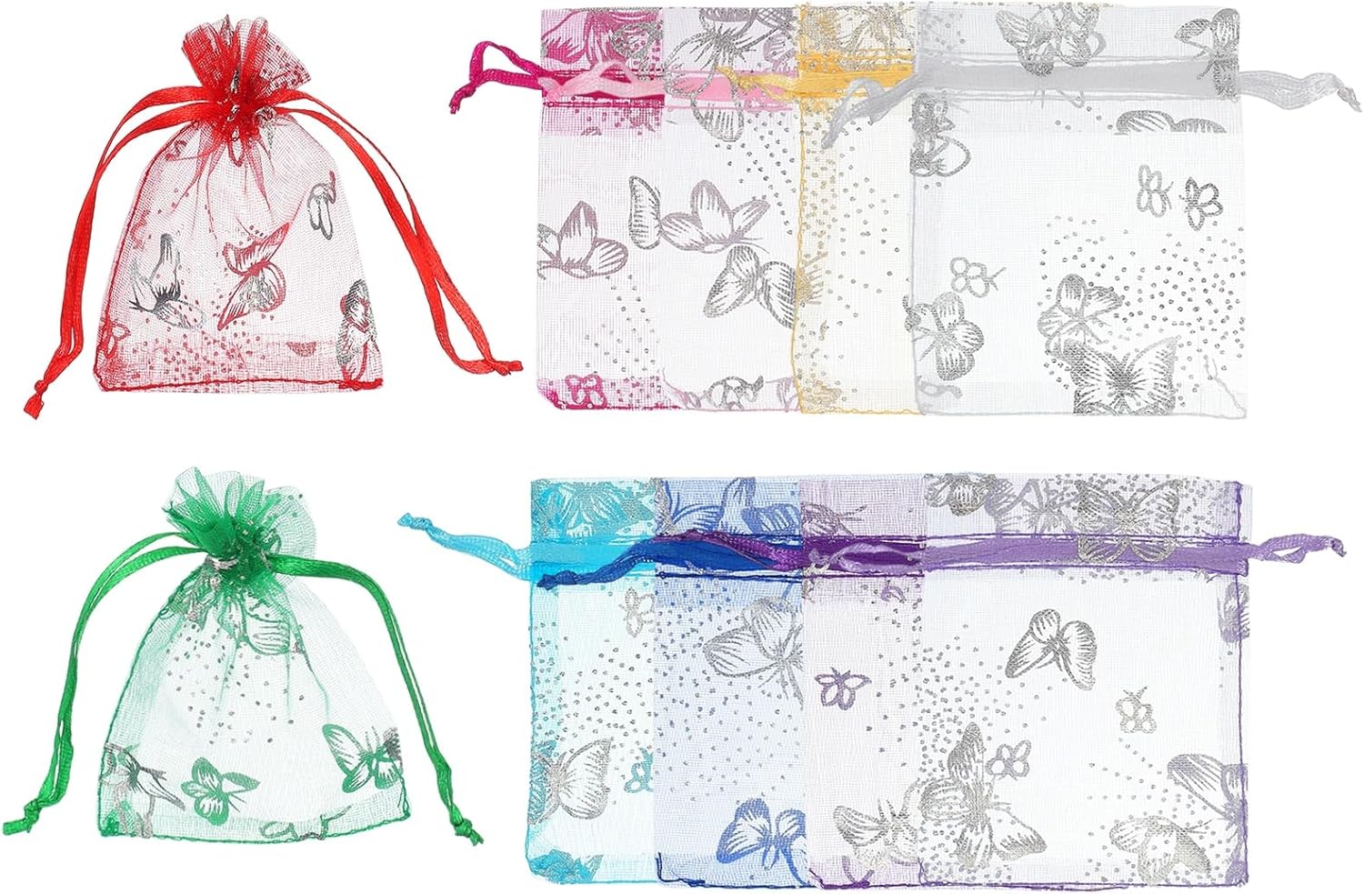 PATIKIL Organza Gift Bags 50 Pcs Multicolor Silver
