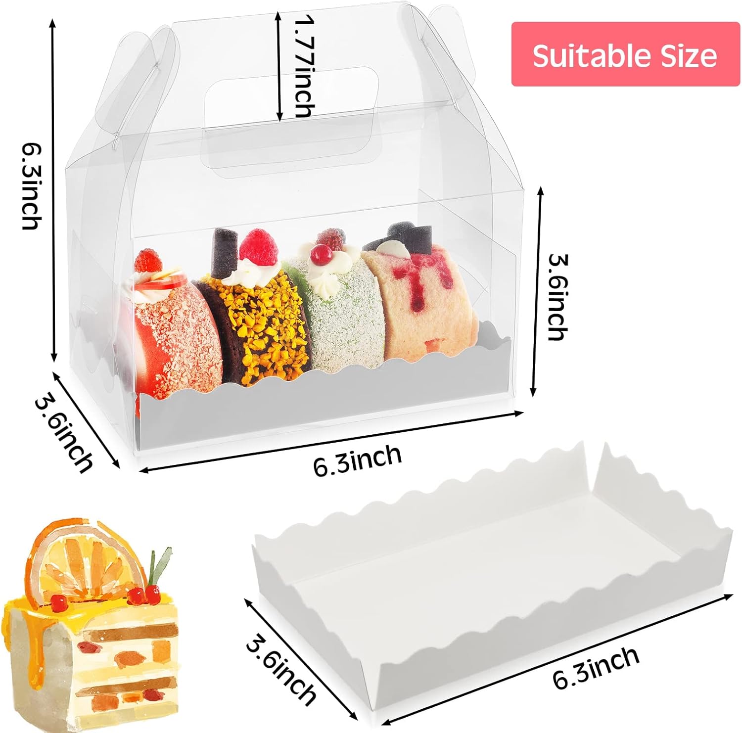 Handepo 25 Pcs Clear Gable Boxes with Handles