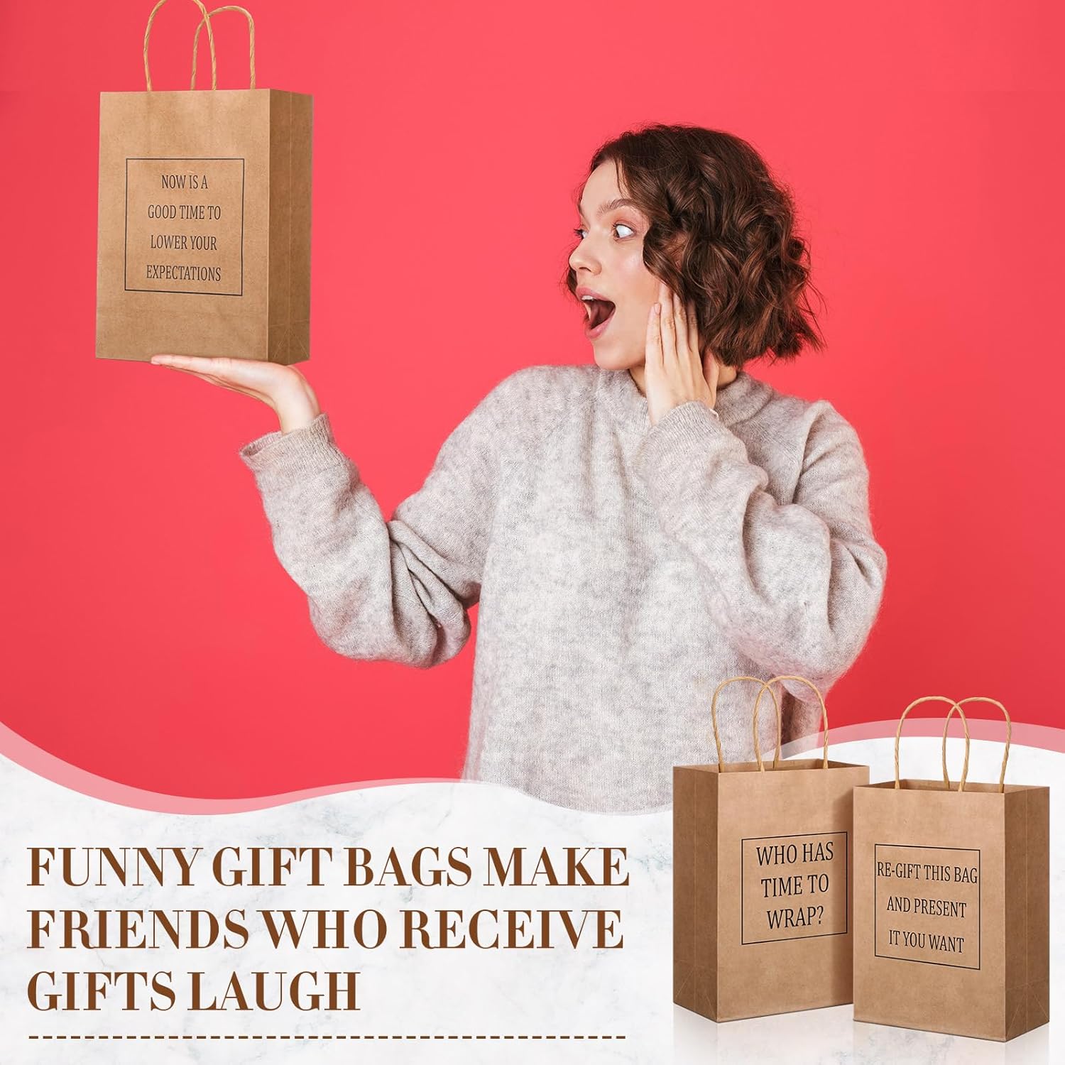 24 Pcs Funny Gag Gift Bags with Handles