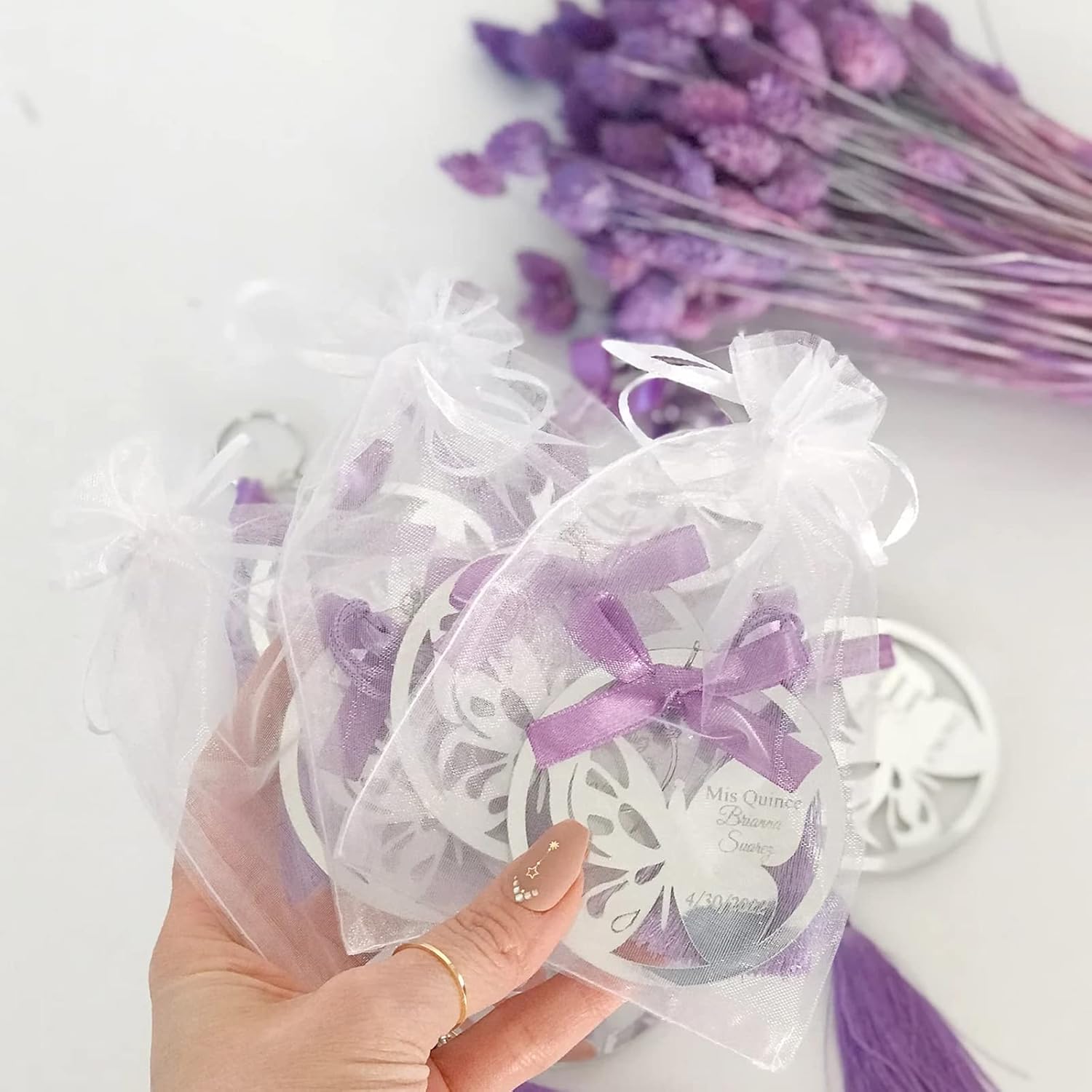 jijAcraft 100PCS White Organza Drawstring Gift Bags