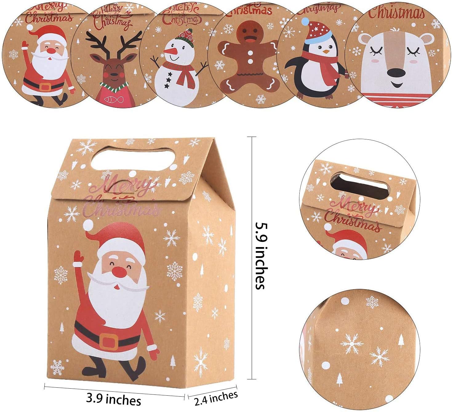 STEFORD Christmas Kraft Gift Boxes 24PCS