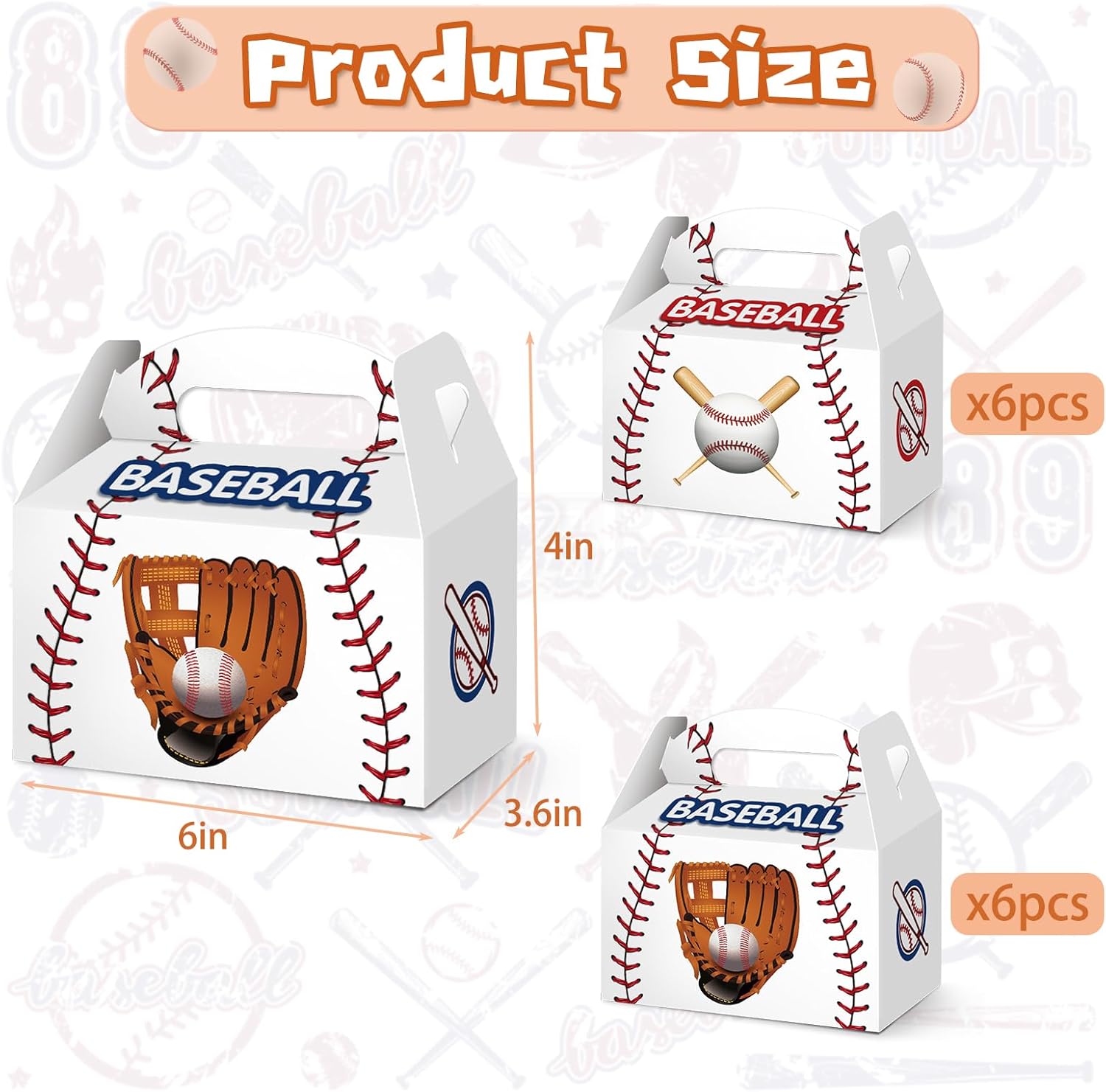 KALEFO 12PCS Baseball Gift Boxes Party Favor Treat Bags