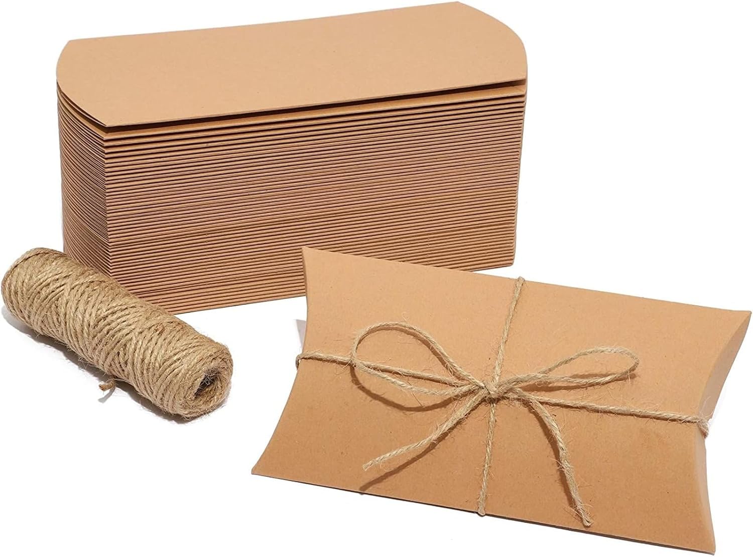 Bright Creations Kraft Paper Pillow Gift Box Set - 50 Pack
