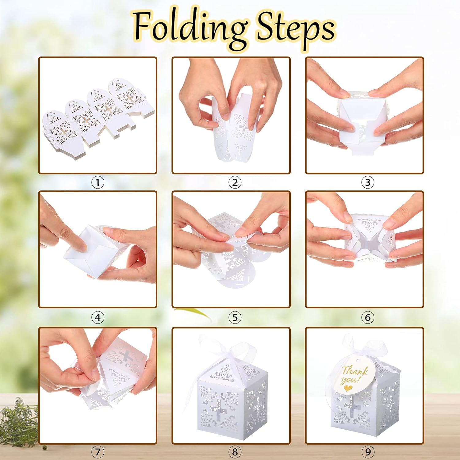 Marspark 50 White Christening Favor Boxes 2x2x3 Inch