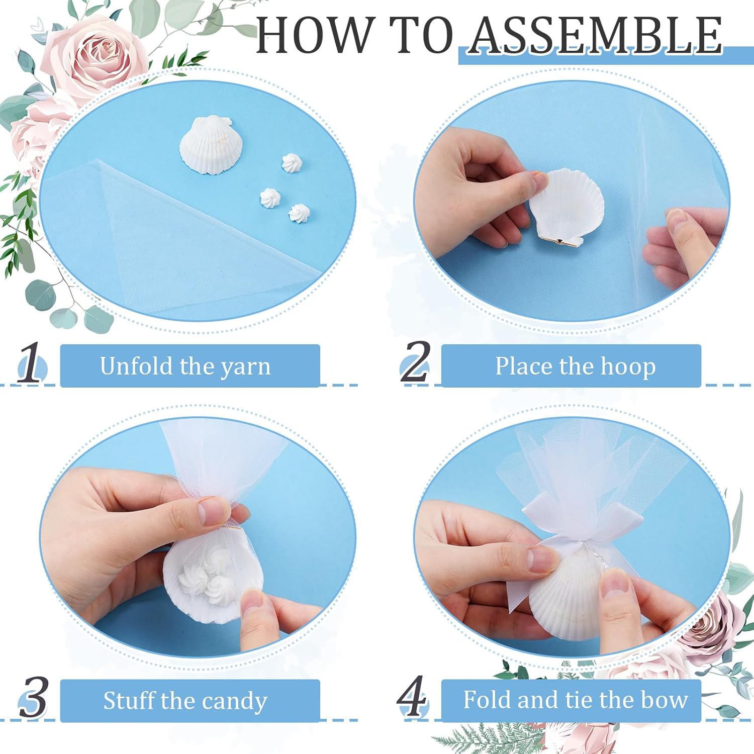 50 Pcs Seashell Candy Bags for Summer Wedding Favors