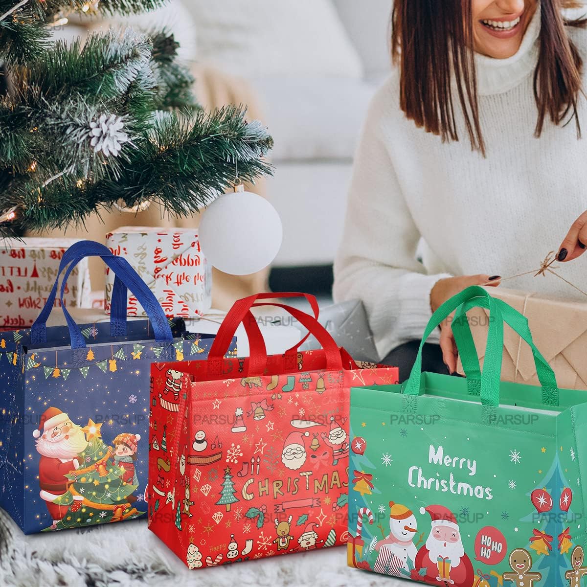 PARSUP Multifunctional Christmas Gift Bags with Handles