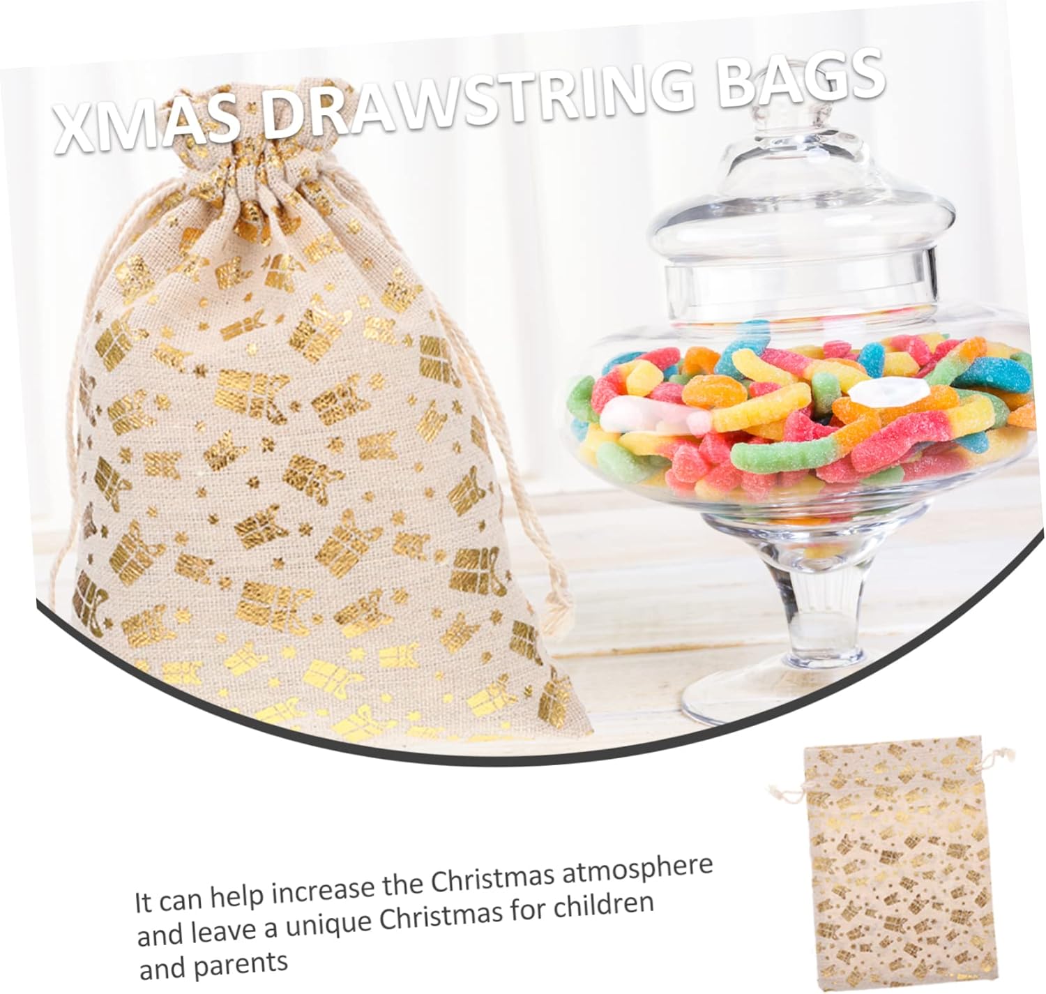 Anneome 25pcs Christmas Treat Drawstring Pouches