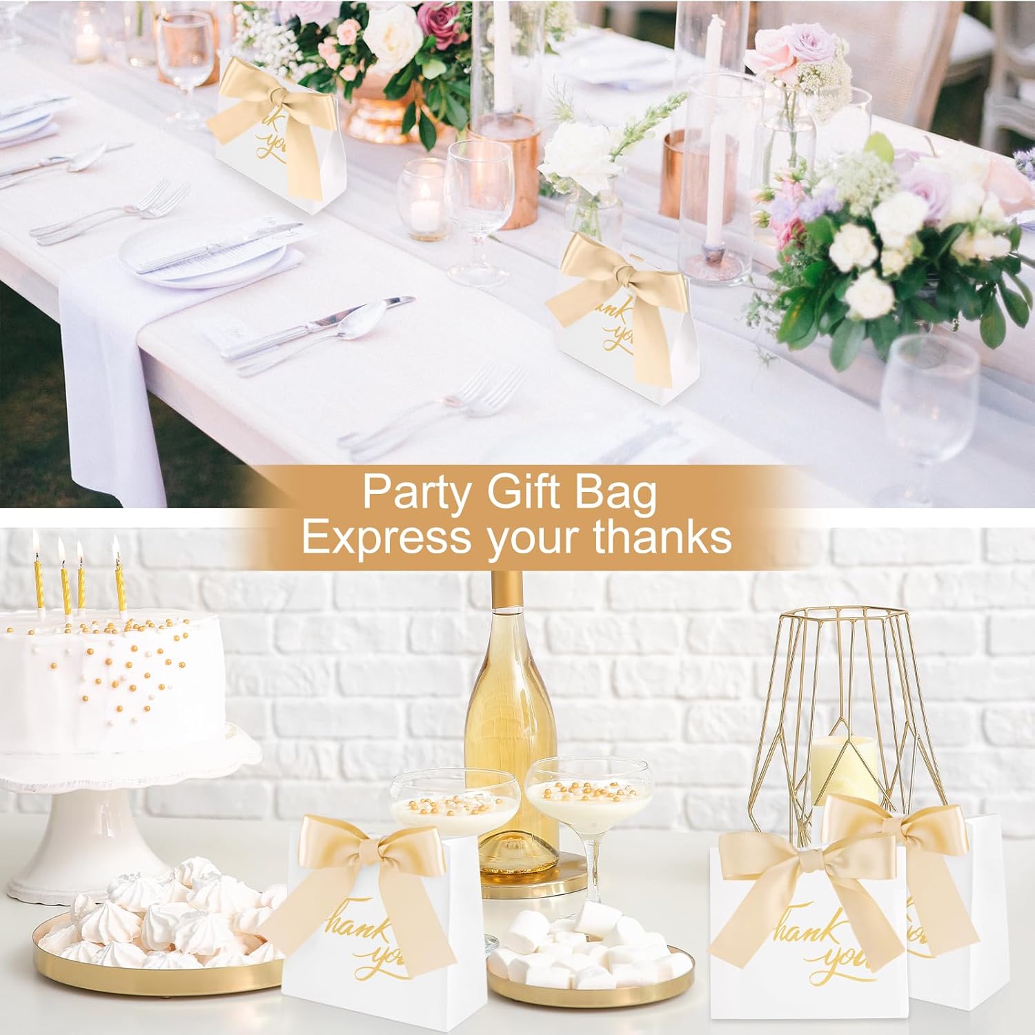 SHAIDOJIO 24Pcs Mini Gift Bags with Gold Bow