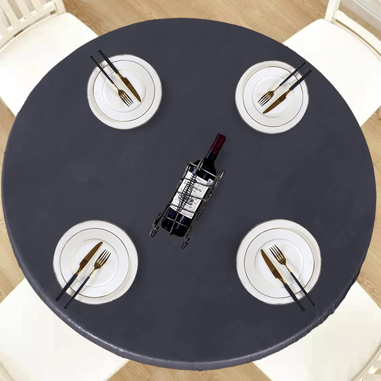 Lushvida Round Waterproof Table Cover with Elastic Edges