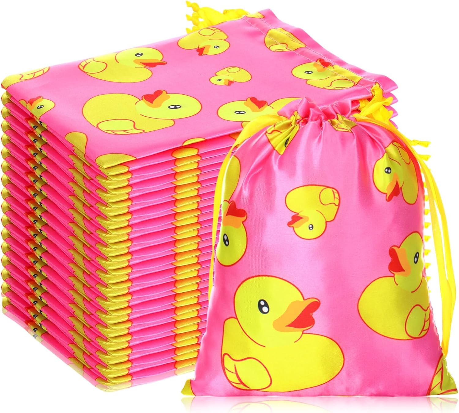 Wesnoy 24 Pcs Yellow Duck Gift Bags with Drawstring