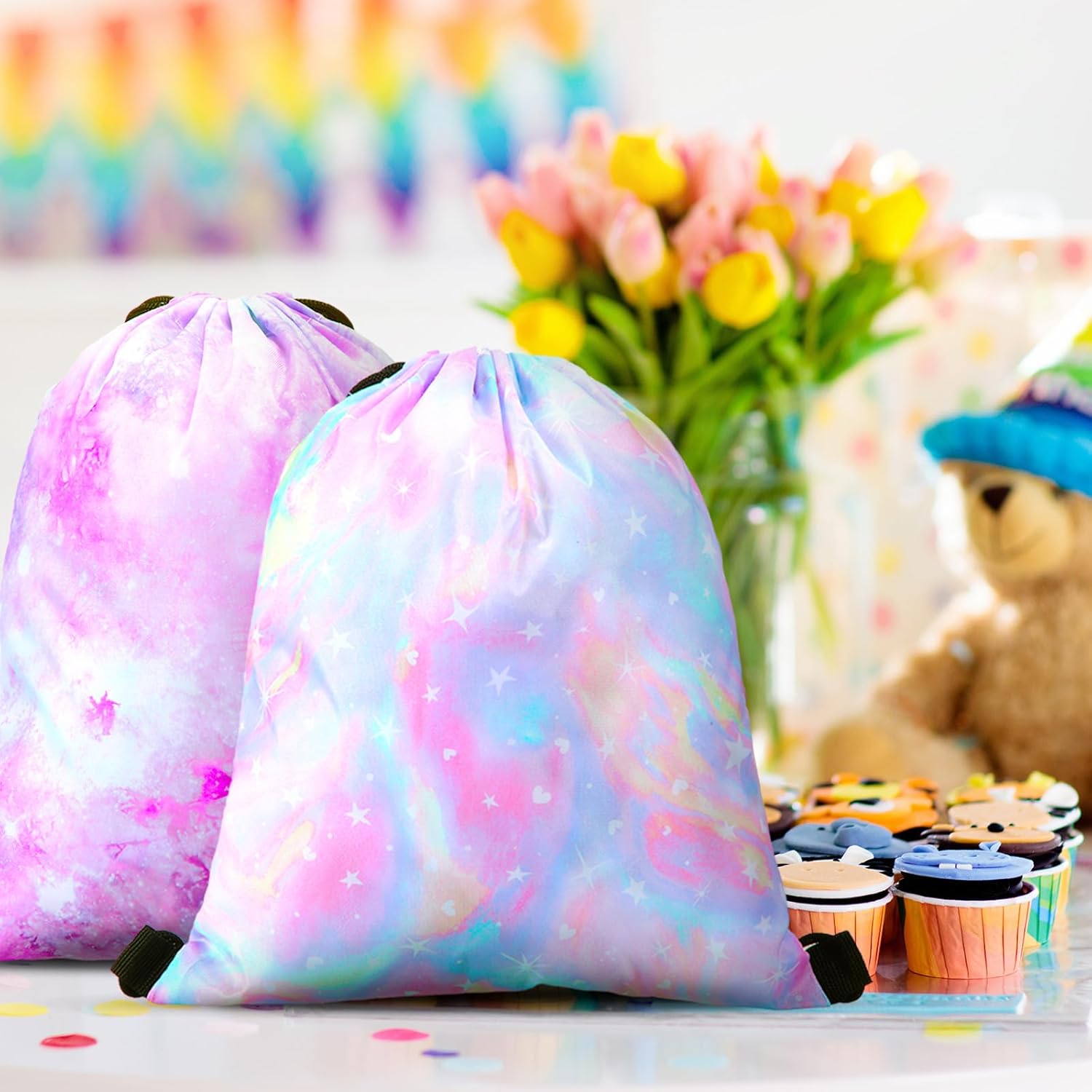 Boao 16 Pcs Tie Dye Gift Bags for Birthday Parties