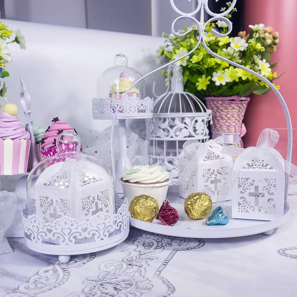 YOZATIA 50PCS Cross Favor Boxes for Baptism and Party Use