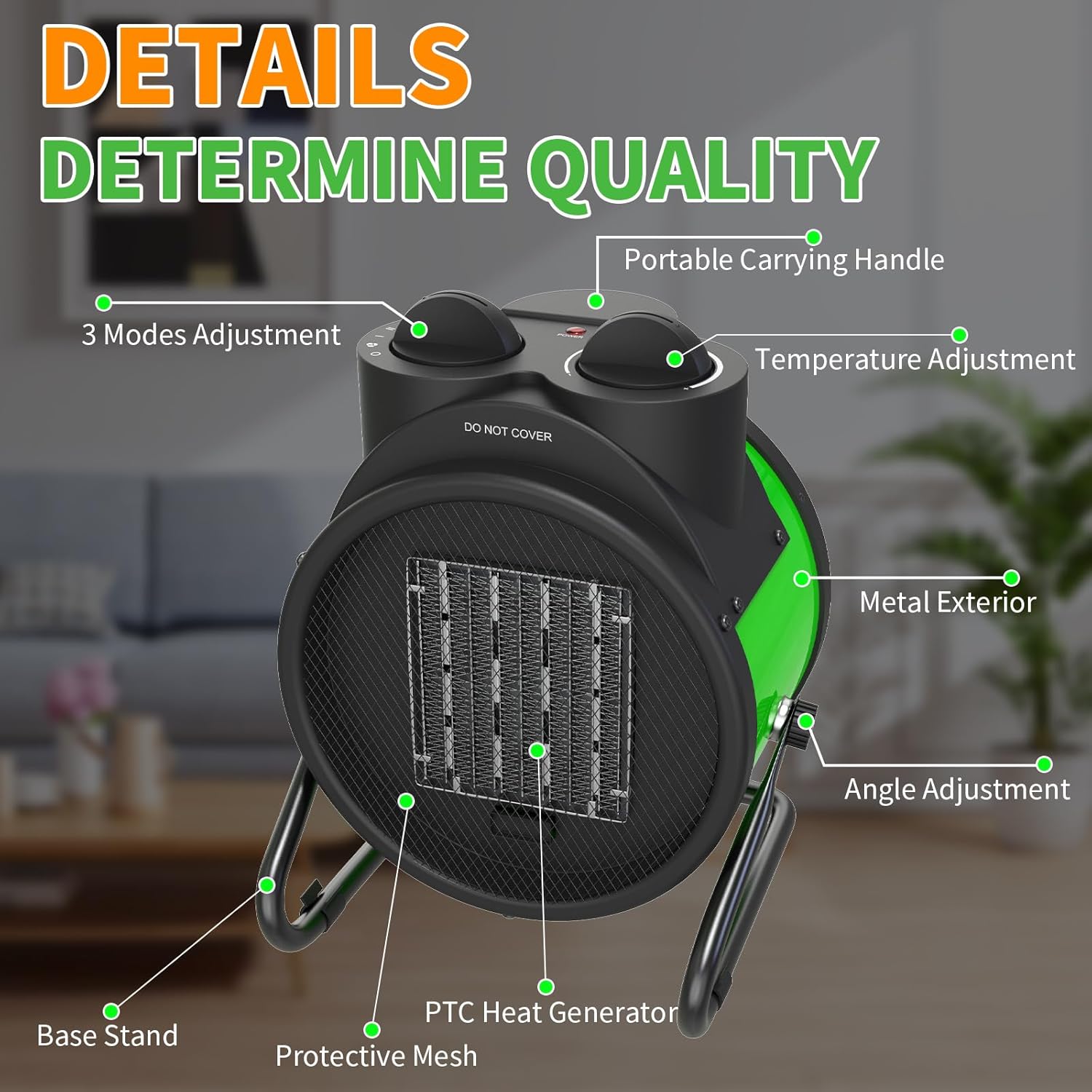 Buyplus 1500W Portable Garage Heater with 90 Adjustable Angle